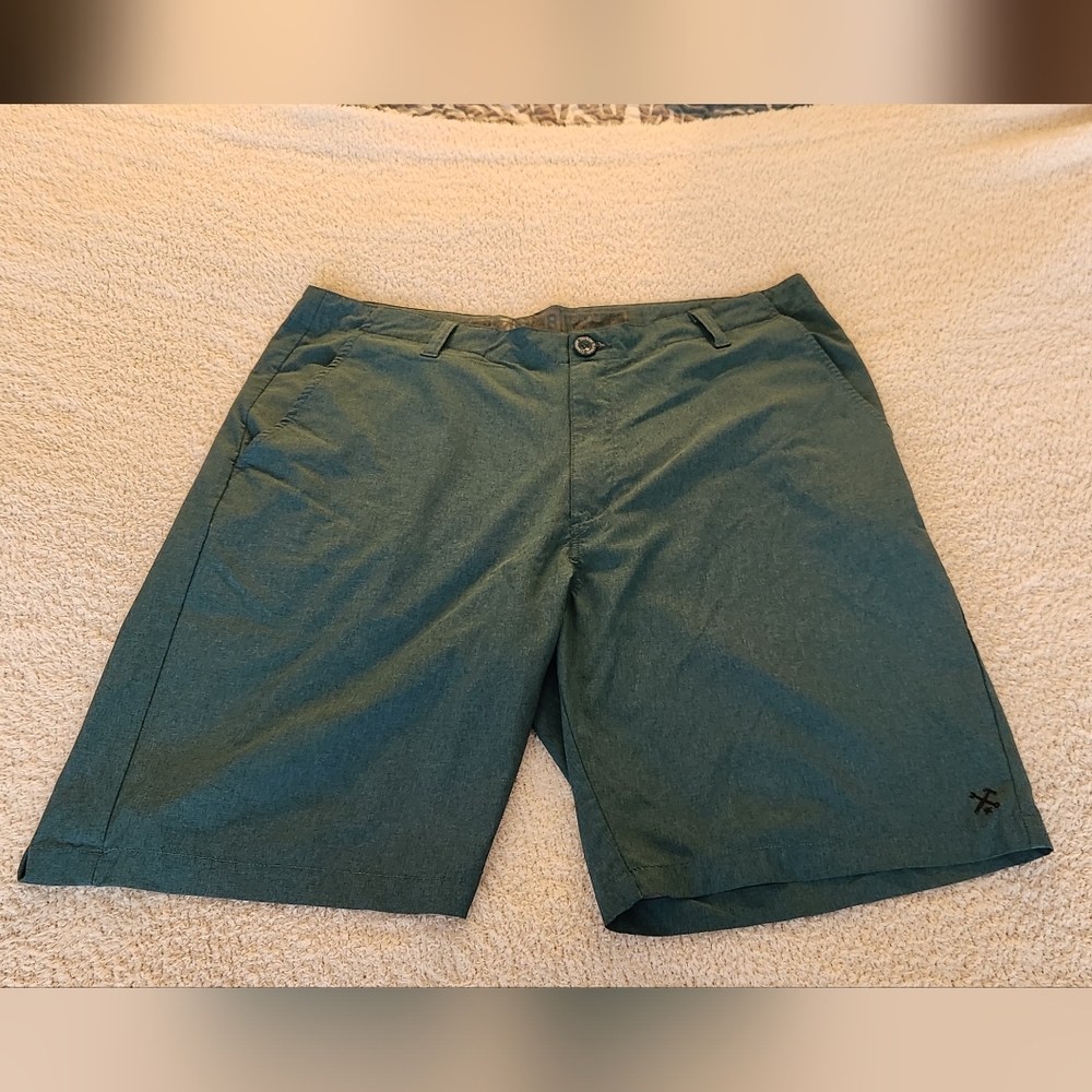 Dixxon Men's Performance Stretch Teal Heather Shorts 38 Waist